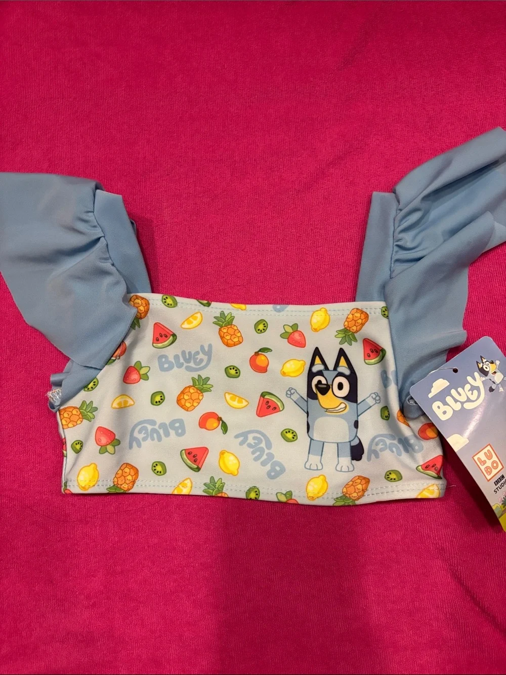 Bluey Girls' Two-Piece Ruffle Swim Set - Light Blue